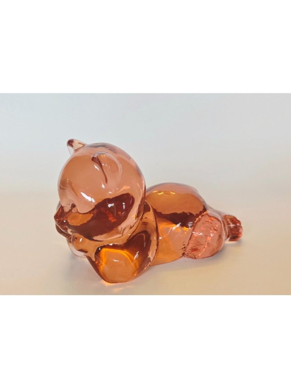 Amber Glass Bear Figurine Paperweight 4 Inches Handcrafted Collectible Decor